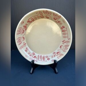 Beaumont Bros Pottery Deep Dish Pottery Pie Plate Rose Trim Zanesville Ohio USA
